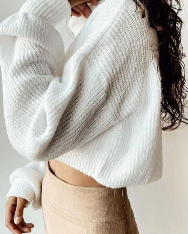 Cropped Tricot Mousse Branco